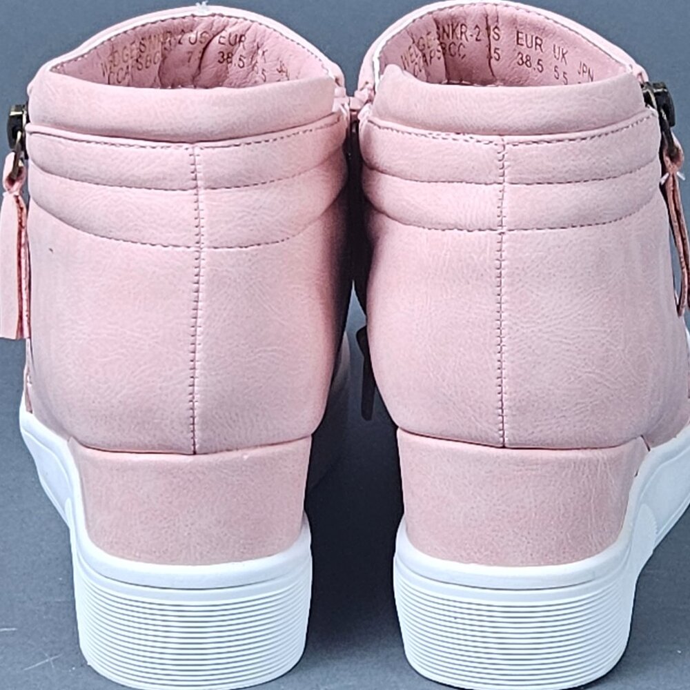 Dream Pairs Pink Blush Platform Wedge Sneaker Ankle Booties - Picture 9 of 14